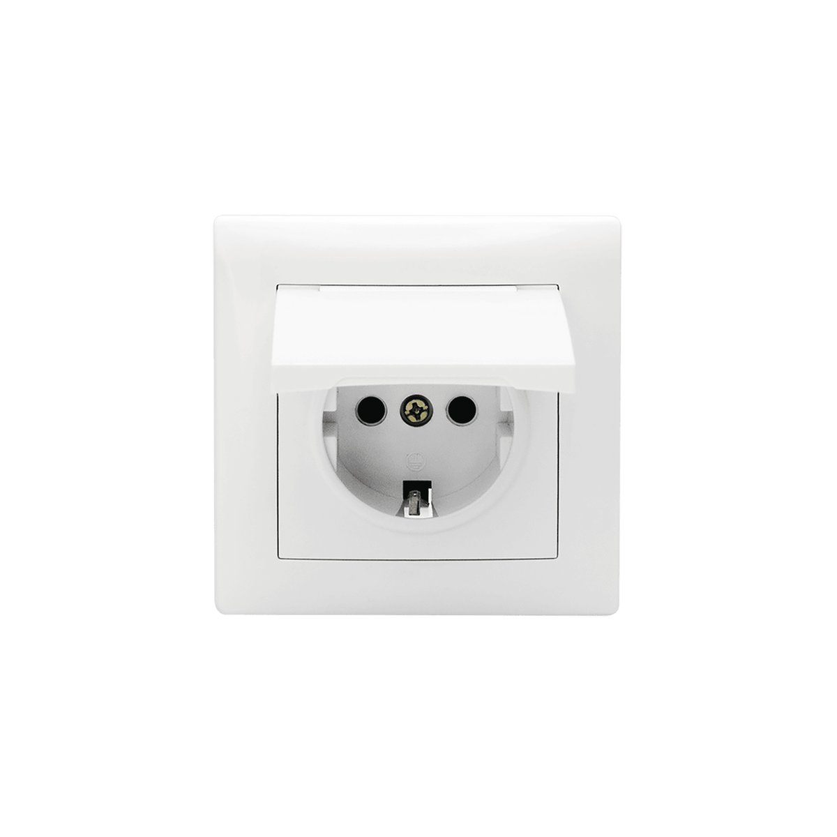 Tomada Schuko com Tampa e Obturadores Branco – Aslo