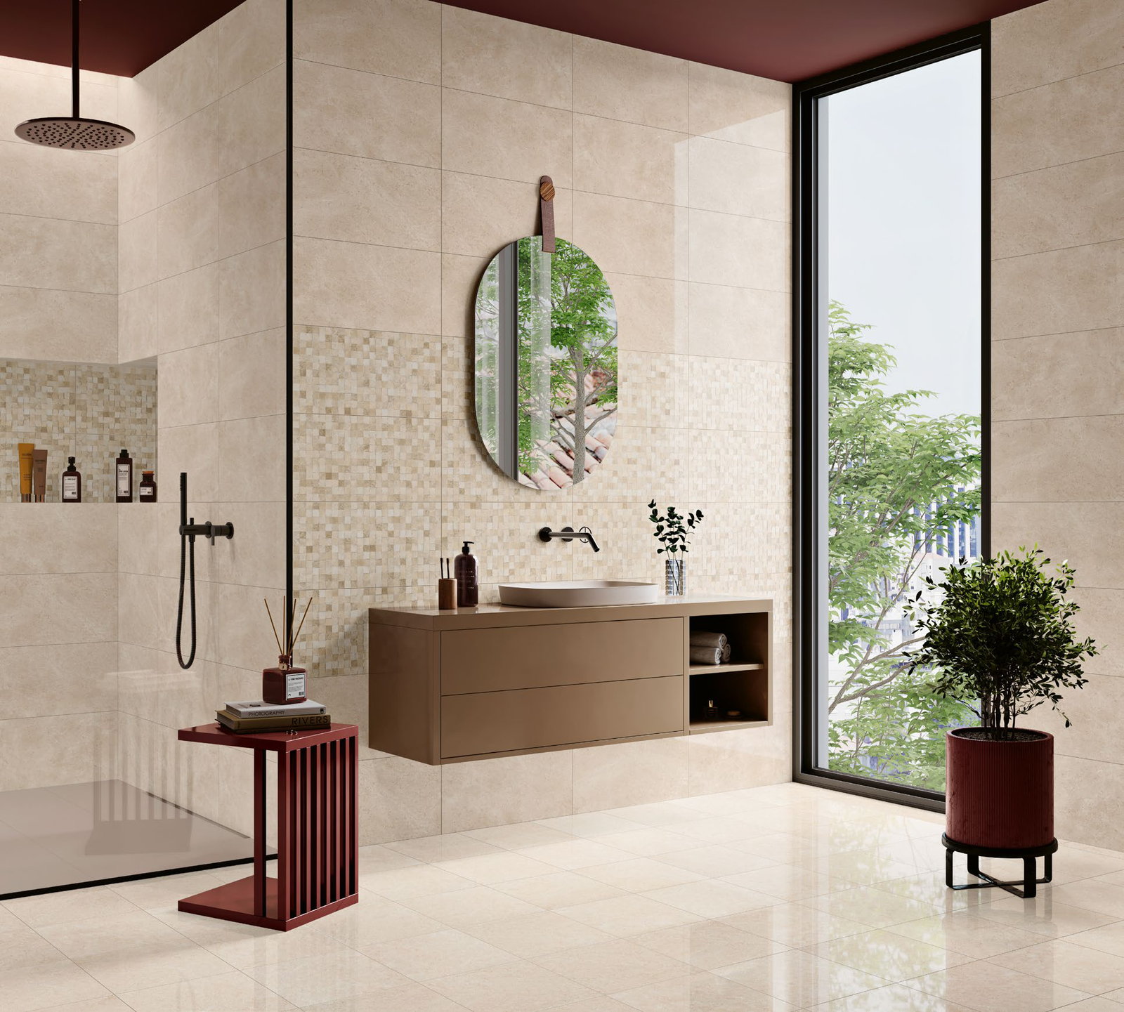 Azulejo Gresart Luxor Bege Decor 30×60 cm (cx. 1,26 m²) - ambiente