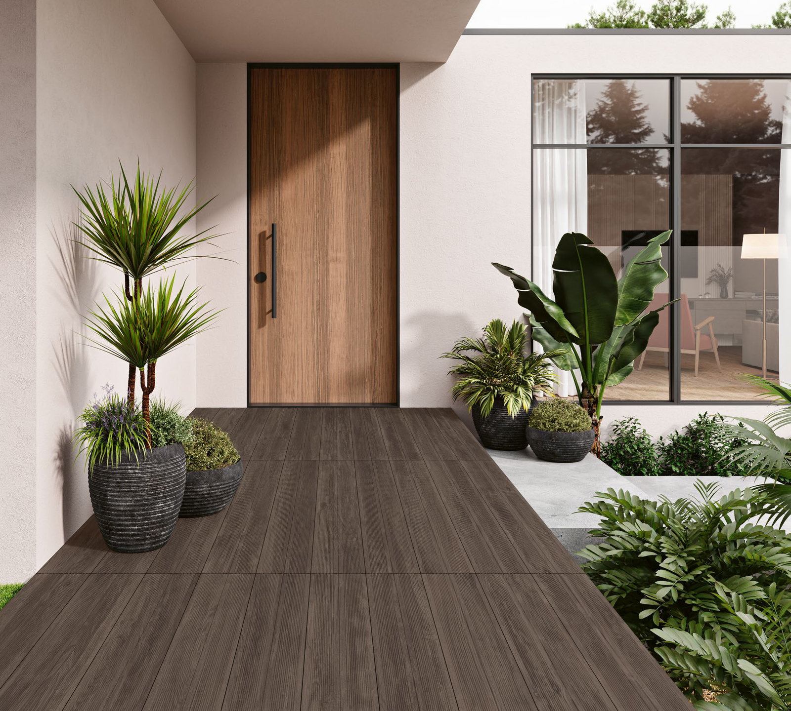 Mosaico Gresart Deck Wengue 16×100 cm (cx. 1 m²) - ambiente