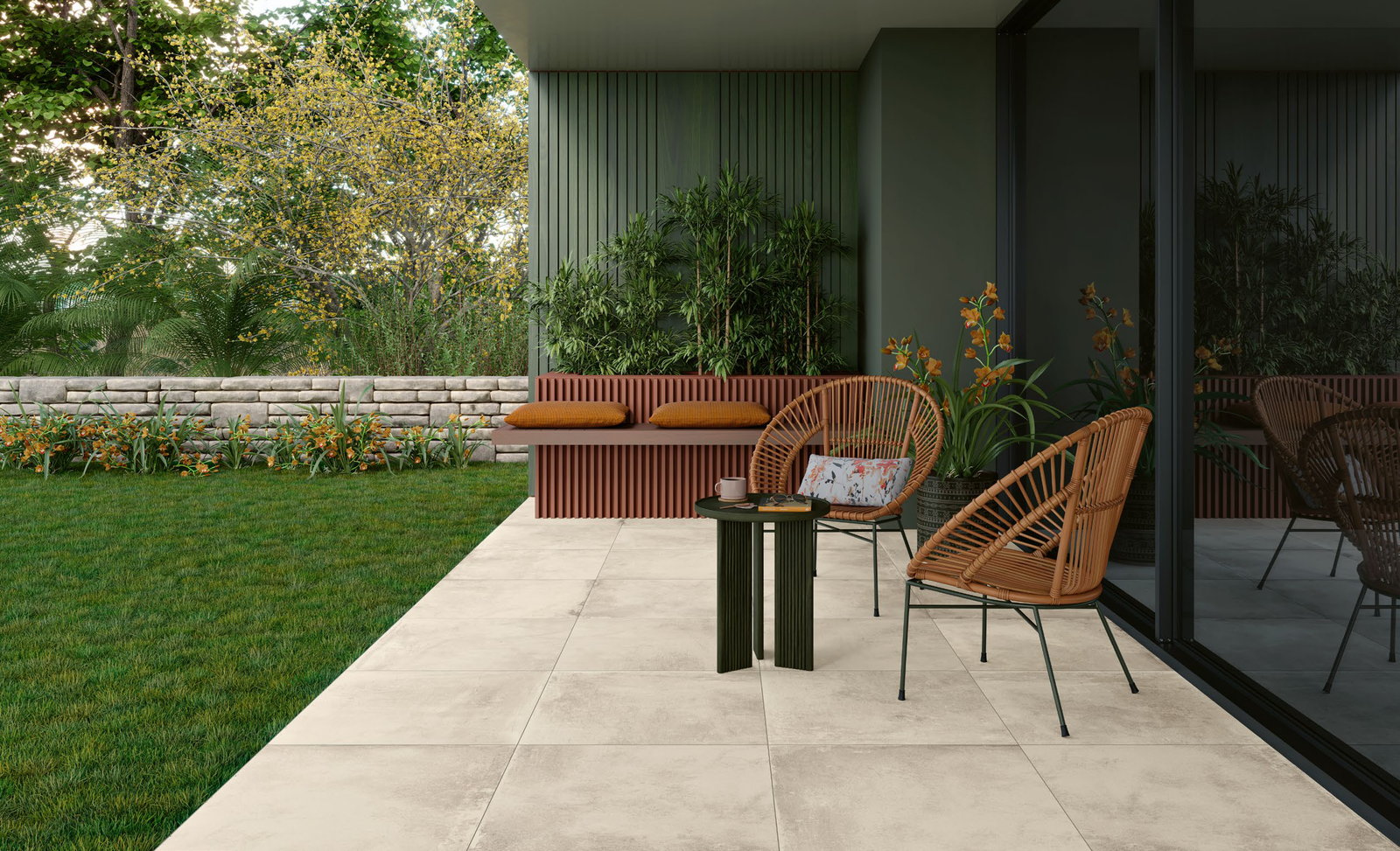 Mosaico Gresart Beton White 60×60 cm (cx. 1,10 m²) - ambiente