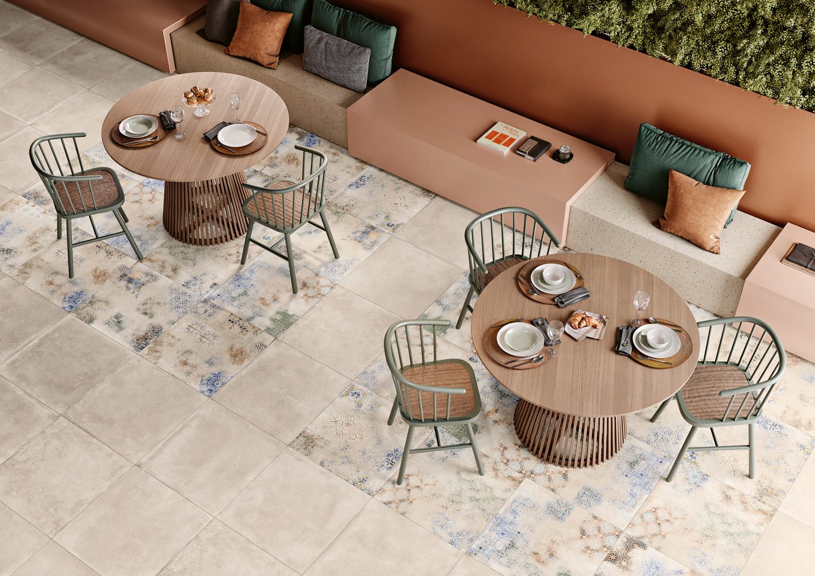 Mosaico Gresart Living Hidra Cream 60×60 cm (cx. 1,10 m²) – ambiente