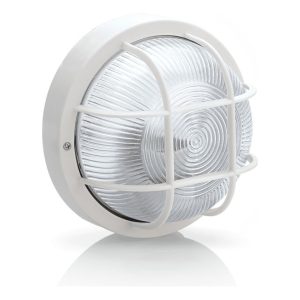 Plafon Redondo com Grelha Branco 185 mm Vidro – Aslo