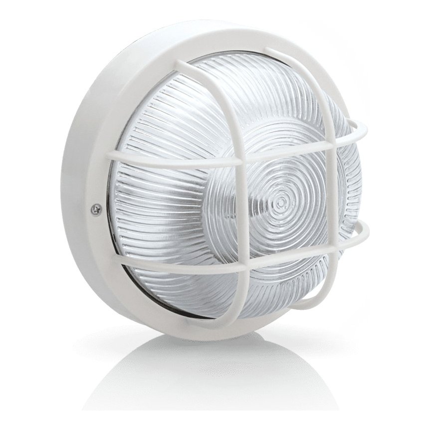 Plafon Redondo com Grelha Branco 185 mm Vidro – Aslo