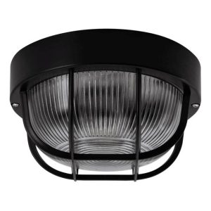 Plafon Redondo com Grelha Preto 185 mm Vidro – Aslo