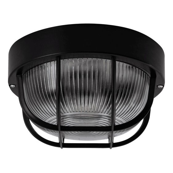 Plafon Redondo com Grelha Preto 185 mm Vidro – Aslo