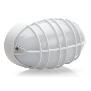 Aplique Oval Plástico com Grelha 205 mm Branco – Aslo