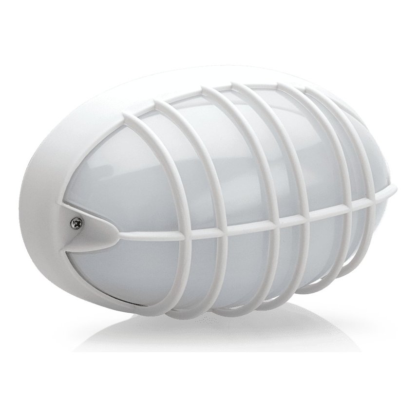 Aplique Oval Plástico com Grelha 205 mm Branco – Aslo