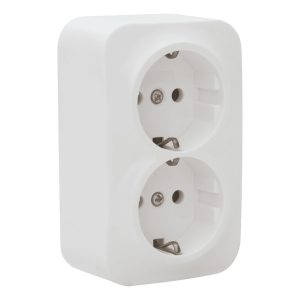 Tomada Dupla Schuko 2P+T Saliente Atlântico – Aslo