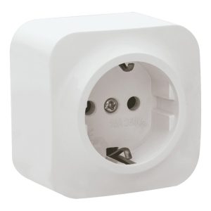 Tomada Schuko 2P+T Saliente Atlântico – Aslo