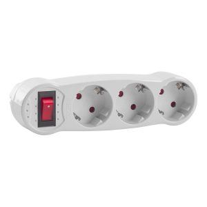 Ficha Tripla Schuko Plana com Interruptor – Aslo