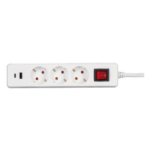 Bloco Triplo com USB-A + Carregamento Rápido 3G1,5 mm² – Aslo