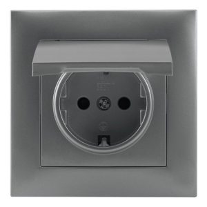 Tomada Schuko com Tampa M2020 Alumínio – Aslo
