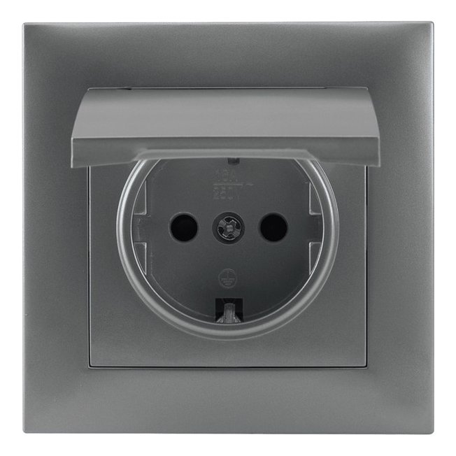 Tomada Schuko com Tampa M2020 Alumínio – Aslo