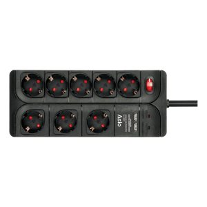 Extensão 8×16 A com Proteção e Interruptor + USB 3G1,5 - 1,5 m – Aslo