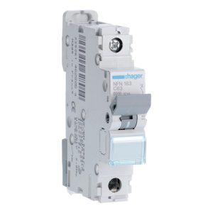 Disjuntor 1P 6/10 kA C-63A NFN163 – Hager